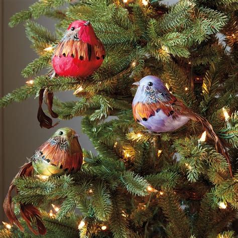 feathered bird christmas tree ornaments|christmas tree bird ornaments.